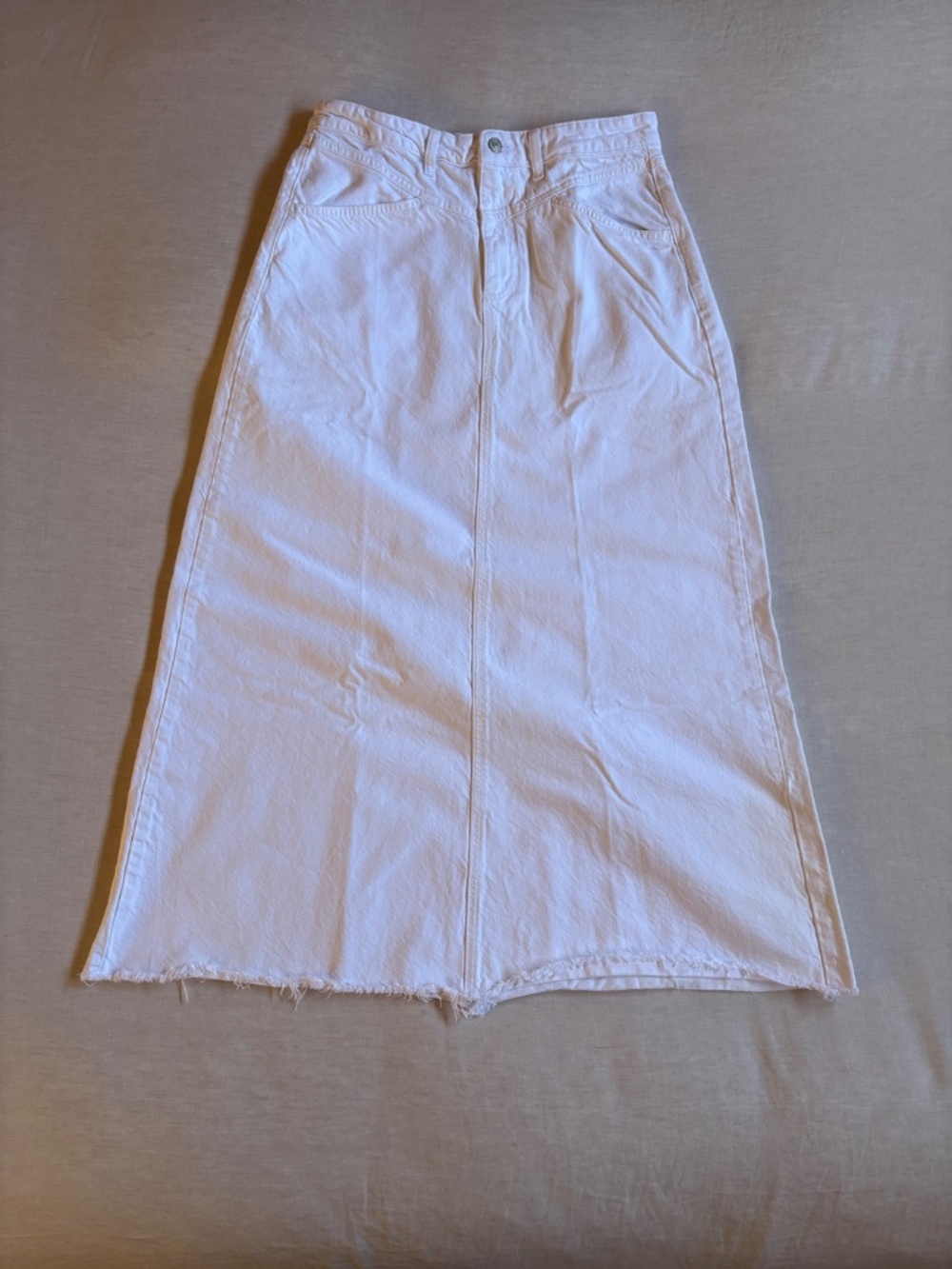 Free People We The Free "Come As You Are" White Denim Maxi Skirt - Picture 2 of 13